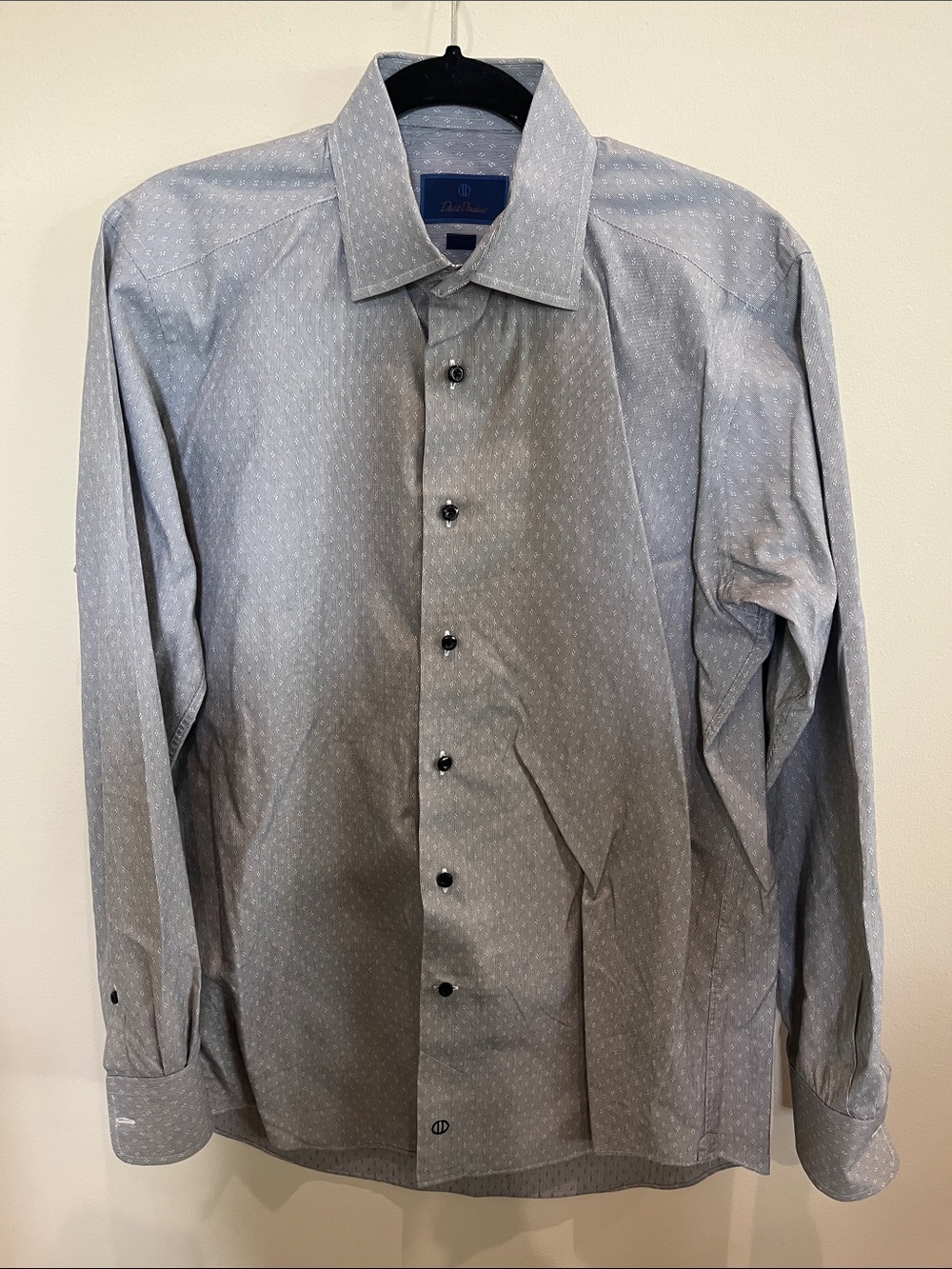 David Donahue Light Gray Dress Shirt with Subtle Pattern